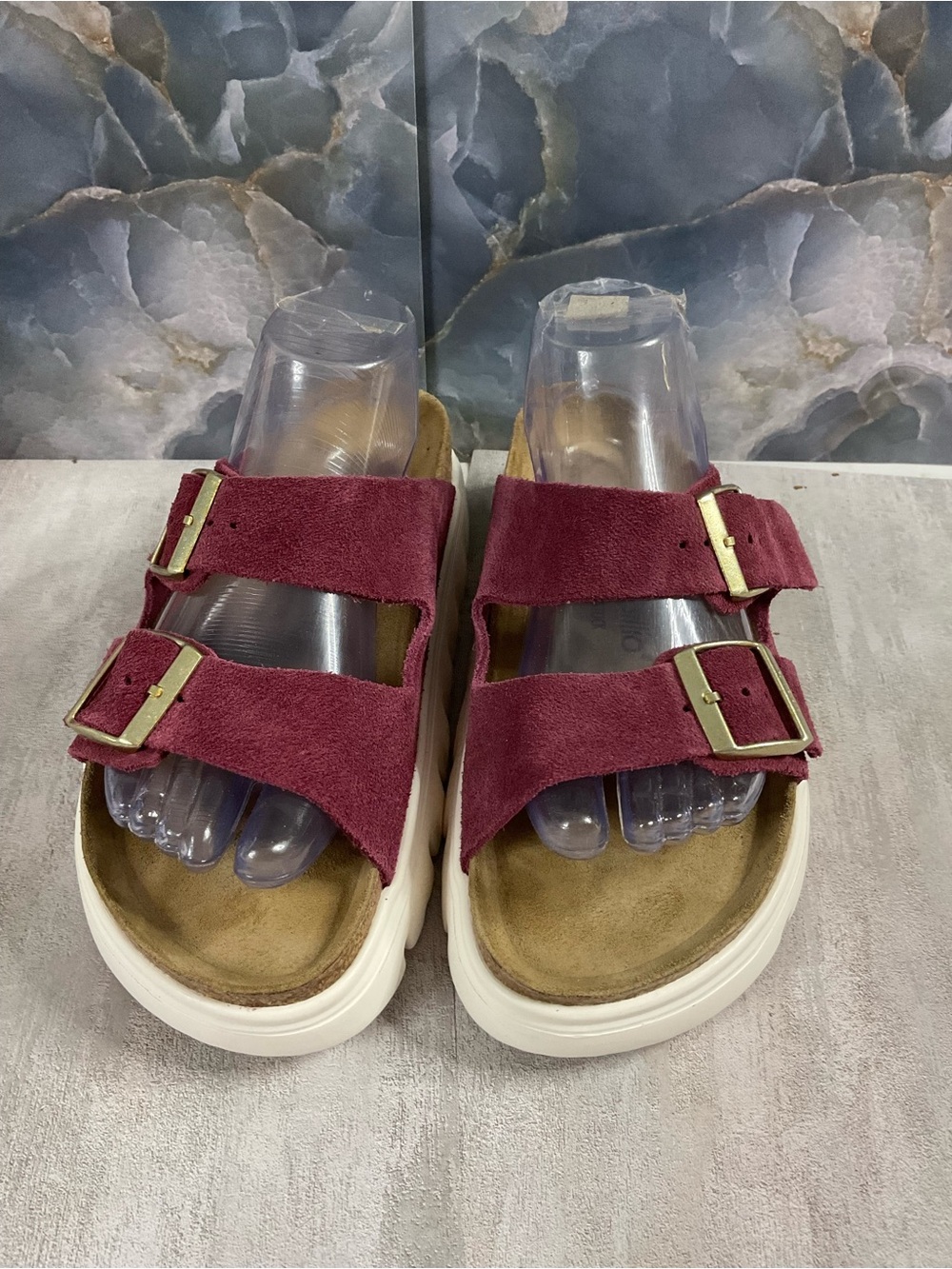 Papillio by Birkenstock Arizona Chunky Burgundy Slides Size EU 40/US 9-9.5